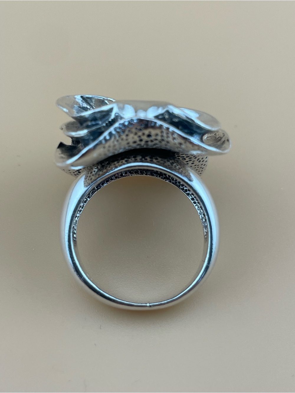Sterling Silver Statement Flower Ring 925 Thailand Artisan Design - Picture 6 of 13